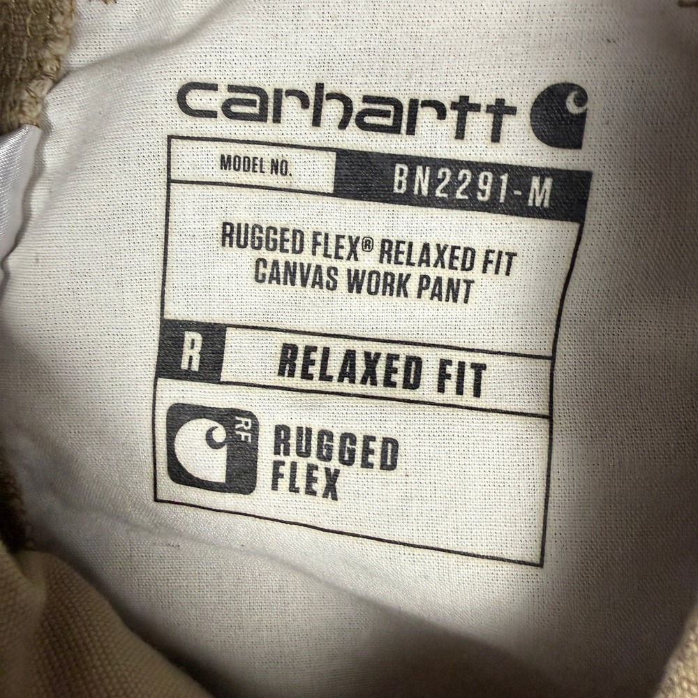 Carhartt Canvas Work Pant Mens 32x32 Tan Rugged Flex Relaxed Fit BN2291-M - Picture 10 of 11